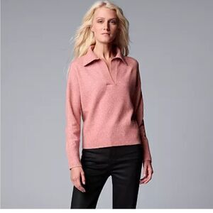 Simply Vera Wang Luxe Cashmere Blend Pullover Polo Sweater Sz XS NEW